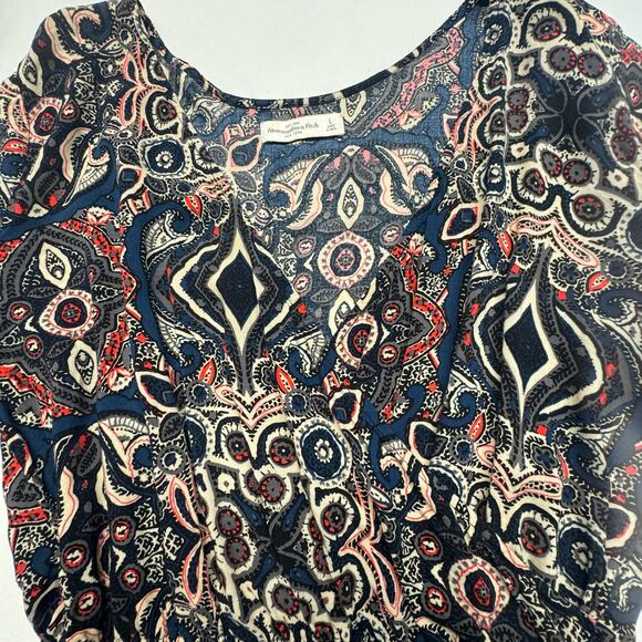 Abercrombie & Fitch Romper Women L 100% Viscose V-Neck Bell Sleeve Boho Blue - Picture 6 of 7